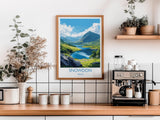 Snowdon Travel Poster, Snowdon Travel Print, Wales, Welsh Art, Snowdonia Gift, Wall Art Print NQ Media Designs