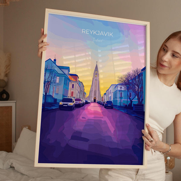Reykjavik Print Wall Art, Reykjavik Travel Poster, Iceland Wall Art, Reykjavik Art Lovers Gift, Iceland Gift