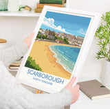 Scarborough Beach Travel Print, Travel Poster of Scarborough, North Yorkshire Gift, England, Scarborough Gift, Wall Art Print NQ Media Designs