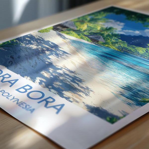 Bora Bora Travel Poster Wall Art, Travel Print of Bora Bora, French Polynesia, South Pacific Islands Art Lovers Gift