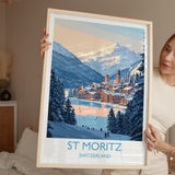 St Moritz Wall Art Travel Poster, Travel Print of St Moritz, Ski Poster, Switzerland Alps Art Travel Lovers Gift NQ Media Designs