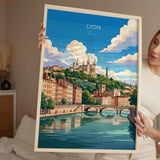 Lyon France Poster, Fourvière Wall Art, Vieux Lyon Print, France Travel Poster, Lyon Gift