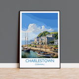 Charlestown Travel Print, Travel Poster of Charlestown, England, Cornwall Art, Charlestown Art Lovers Gift, Wall Art Print NQ Media Designs
