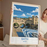 Bath Travel Print, Travel Poster of Bath, England, Cotswolds Art, Bath Gift, Avon Wall Art Print NQ Media Designs
