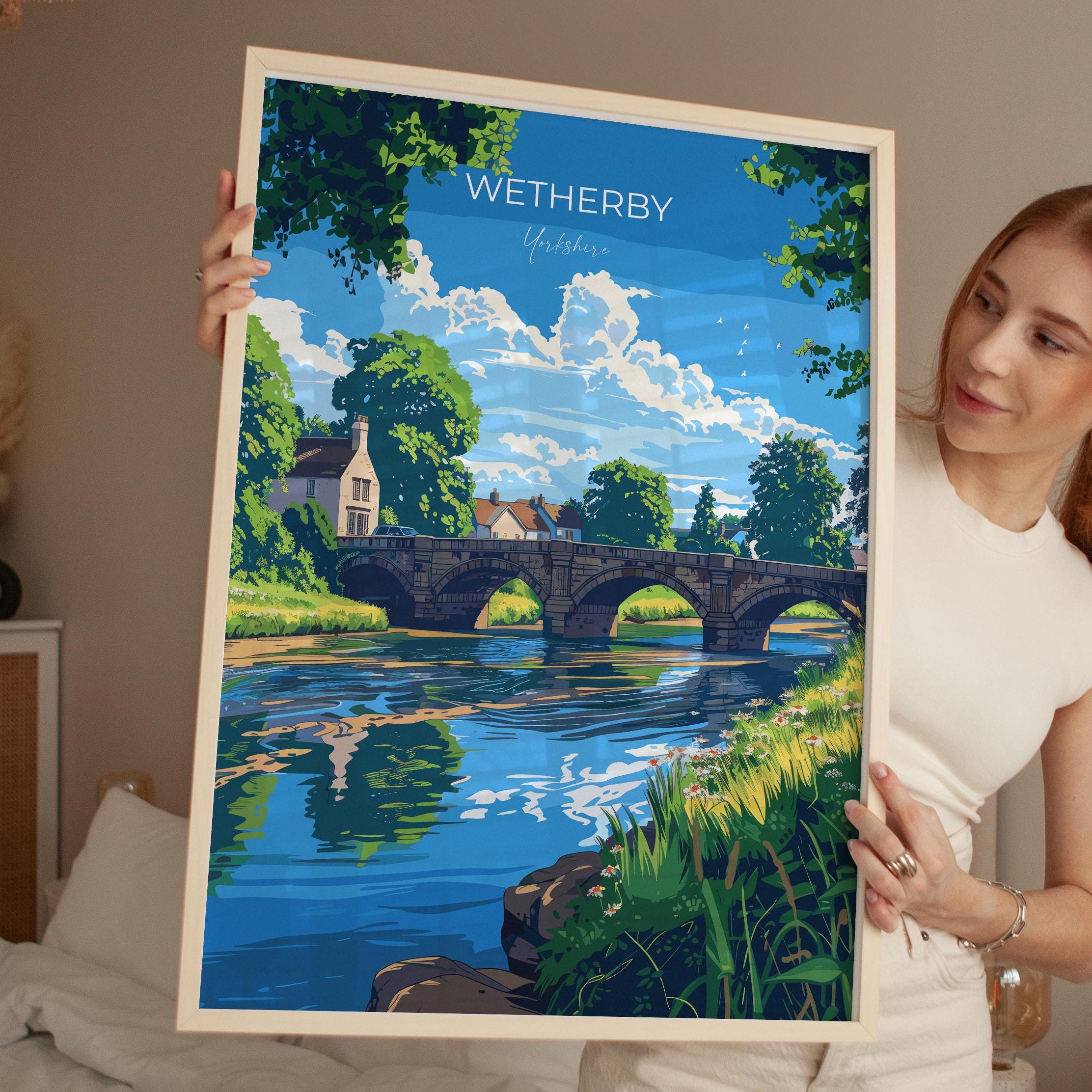 Wetherby Travel Print Wall Art, Travel Poster of Wetherby, Yorkshire, England, Wetherby Art Lovers Gift, England Gift NQ Media Designs
