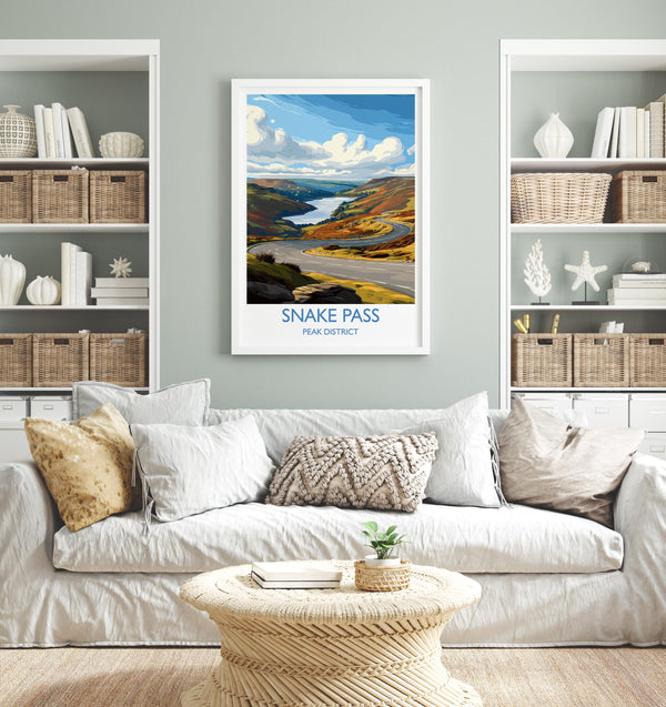 Snakes Pass Peak District Travel Print Wall Art, Travel Poster of Peak District Art Lovers Gift, English Countryside