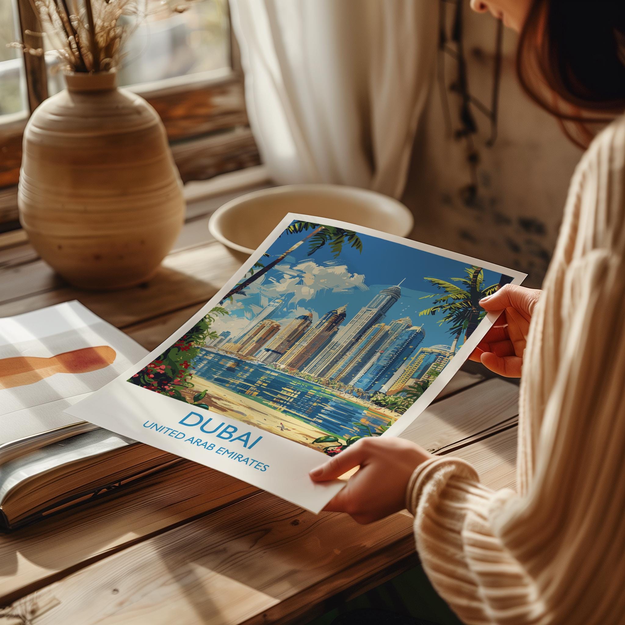 Dubai Travel Print, Travel Poster of Dubai, Dubai Marina Art lovers Gift, UAE Wall Art Gift NQ Media Designs