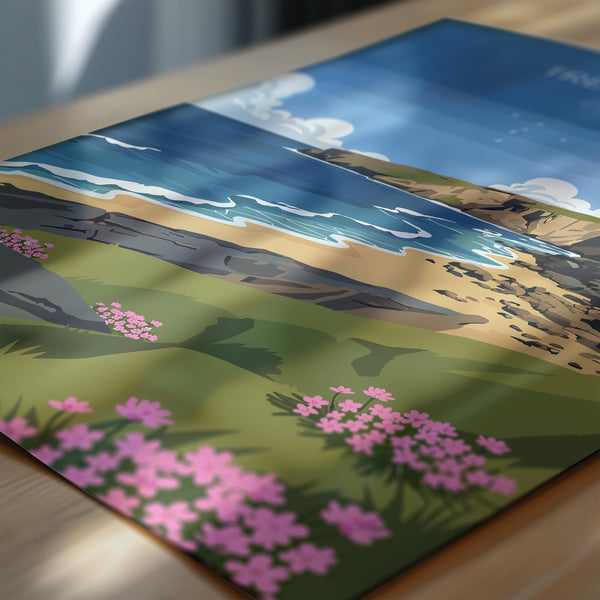 Trebarwith Travel Poster, Travel Print of Trebarwith, England, Cornwall Art, Trebarwith Art Lovers Gift, Wall Art Print