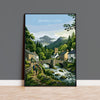 Betws-y-Coed Wales Print, Pont-y-Pair Bridge Poster, Snowdonia Wall Art with Border, Welsh Village Print, North Wales Gift Print