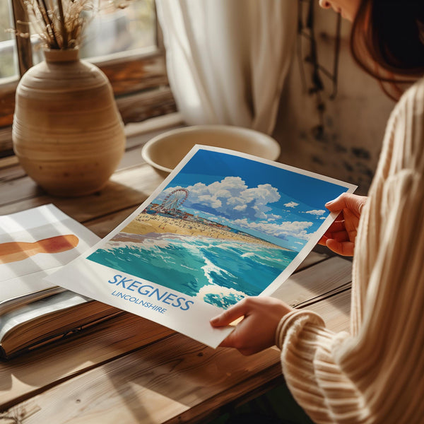 Skegness Travel Poster Wall Art, Travel Print of Skegness, England, Lincolnshire Seaside Art Lovers Gift, Travel Art Gift
