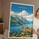 Malcesine Poster, Lake Garda Wall Art, Scaliger Castle Print, Italy Travel Poster, Malcesine Gift