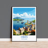 Oban Wall Art Print – Scenic Scotland Travel Poster, Harbour & Coastal Illustration, Gift for Travel Lovers