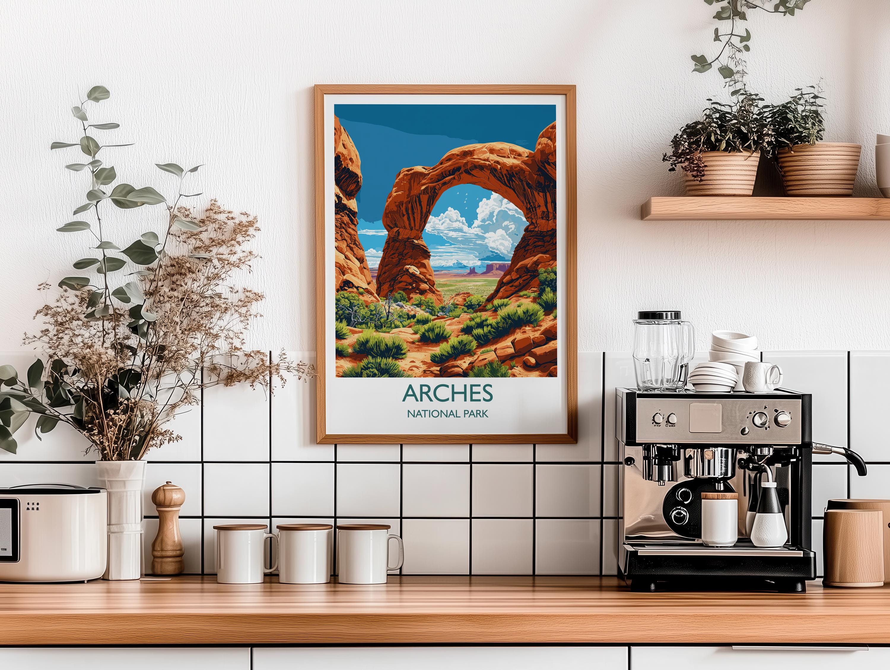 Arches National Park Travel Poster Wall Art, Travel Print of Arches, National Park Art Lovers Gift, Utah, USA, Travel Wall Art Gift NQ Media Designs