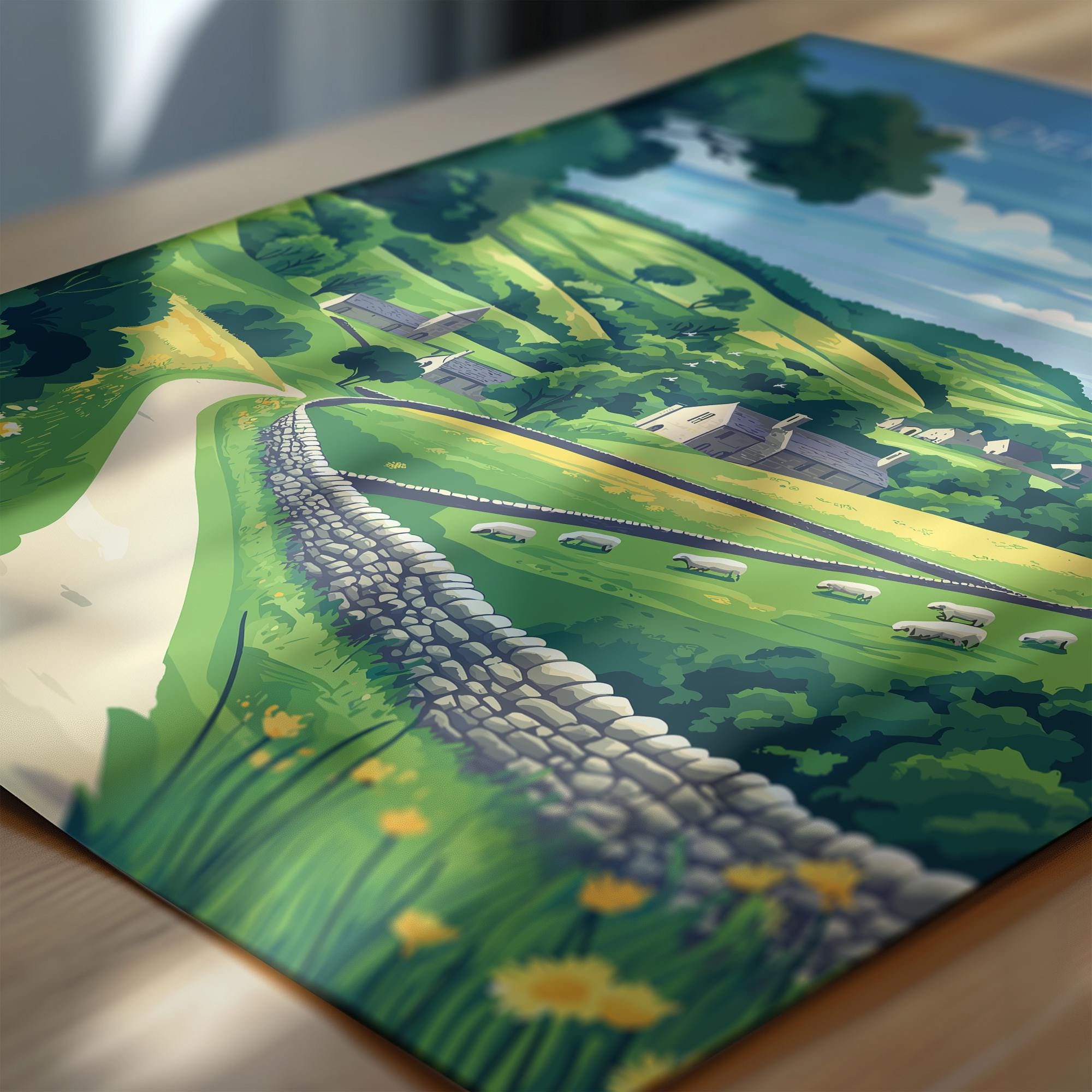 Derbyshire Travel Print Wall Art, Derbyshire Travel Poster, English Countryside Art Gift, Wall Art Print NQ Media Designs