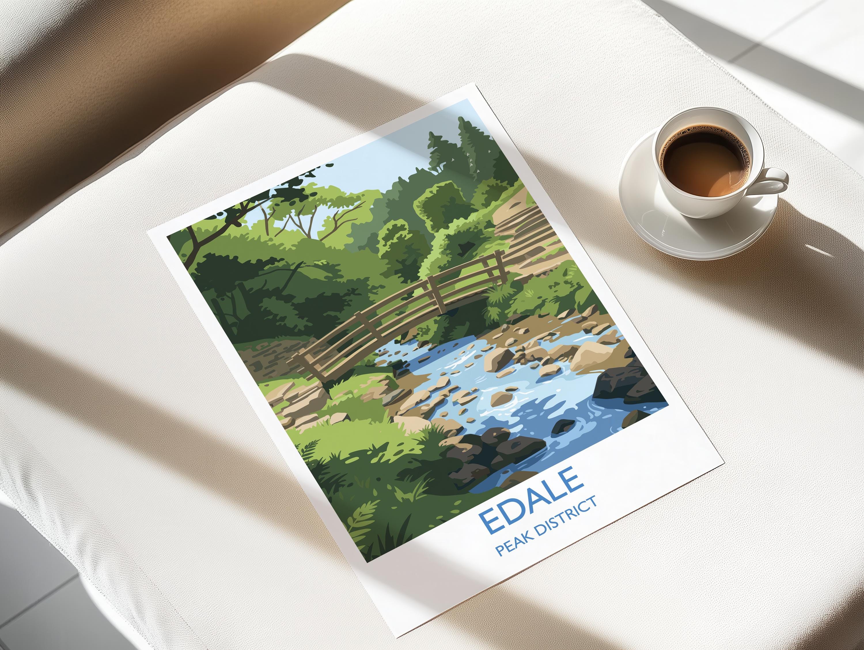 Edale Village, Peak District Travel Print Wall Art, Travel Poster of Peak District Art Lovers Gift, English Countryside NQ Media Designs