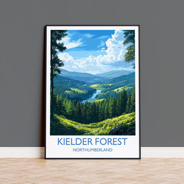 Kielder Forest Travel Print, Travel Poster of Kielder Forest, Kielder Water Reservoir, Kielder Forest Art, Northumberland Gift,