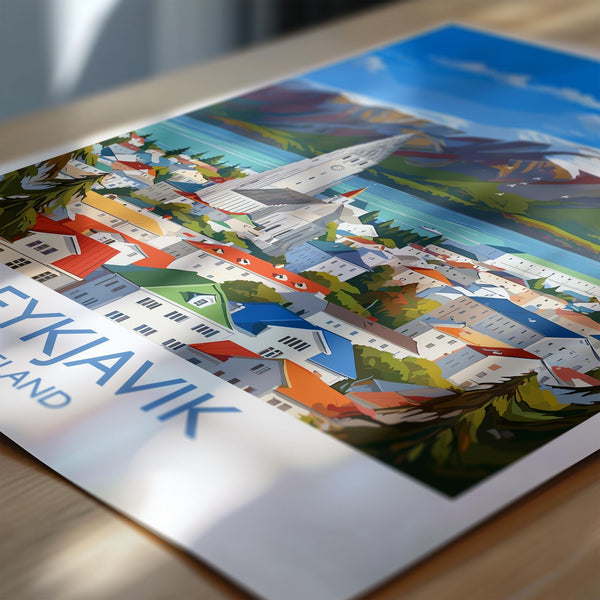 Reykjavik Poster Wall Art, Reykjavik Travel Print, Iceland Wall Art, Reykjavik Art Lovers Gift, Iceland Gift