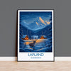 Lapland Travel Print, Travel Poster of Lapland, Scandinavia Poster, Lapland Art Gift, Finland Art Lovers Travel Gift