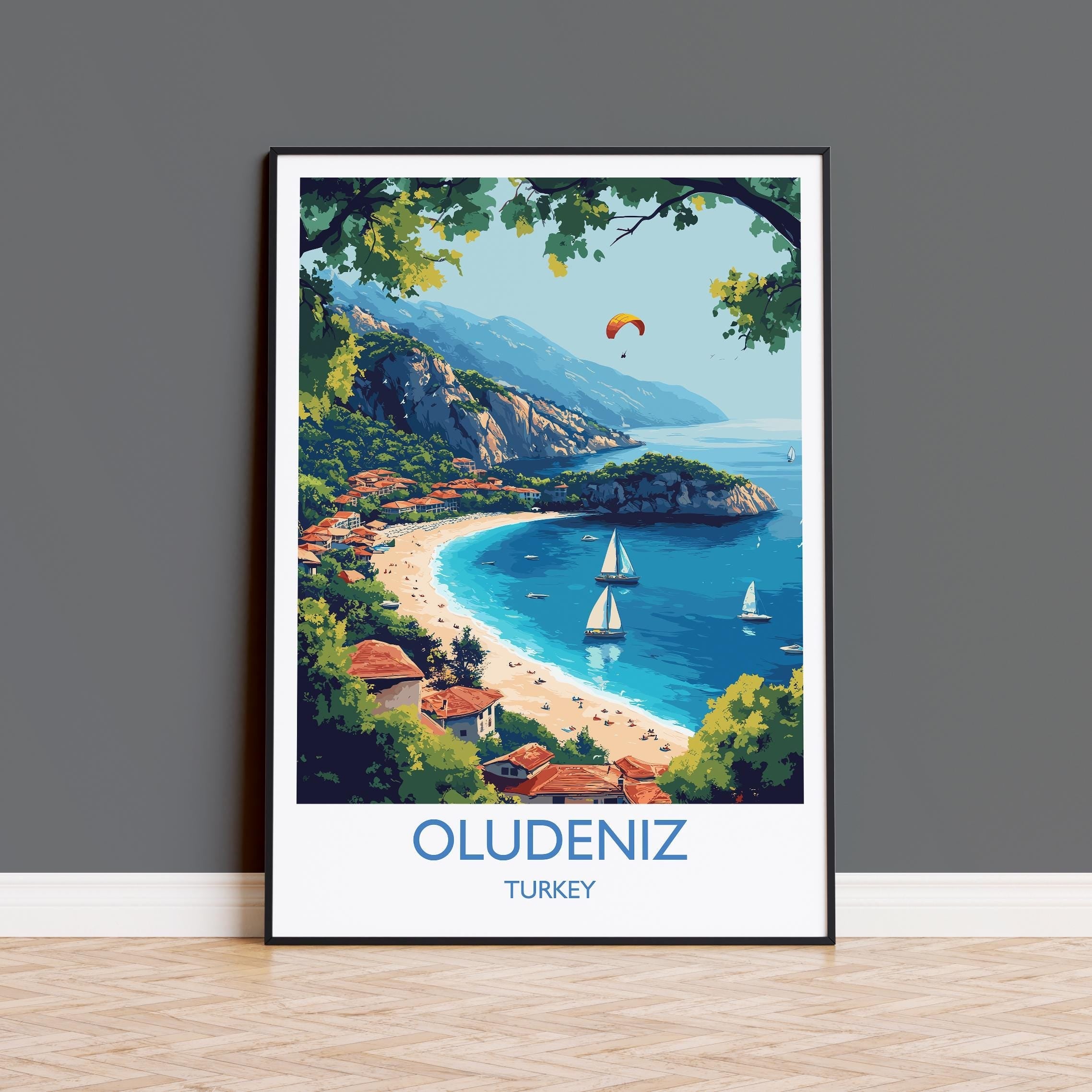 Oludeniz Travel Print Wall Art, Travel Poster of Oludeniz, Turkey Wall Art, Oludeniz Art Lovers Gift, Wall Art Print NQ Media Designs