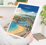 Swansea Poster, Mumbles Wall Art, Welsh Coast Print, Wales Travel Poster, Swansea Gift