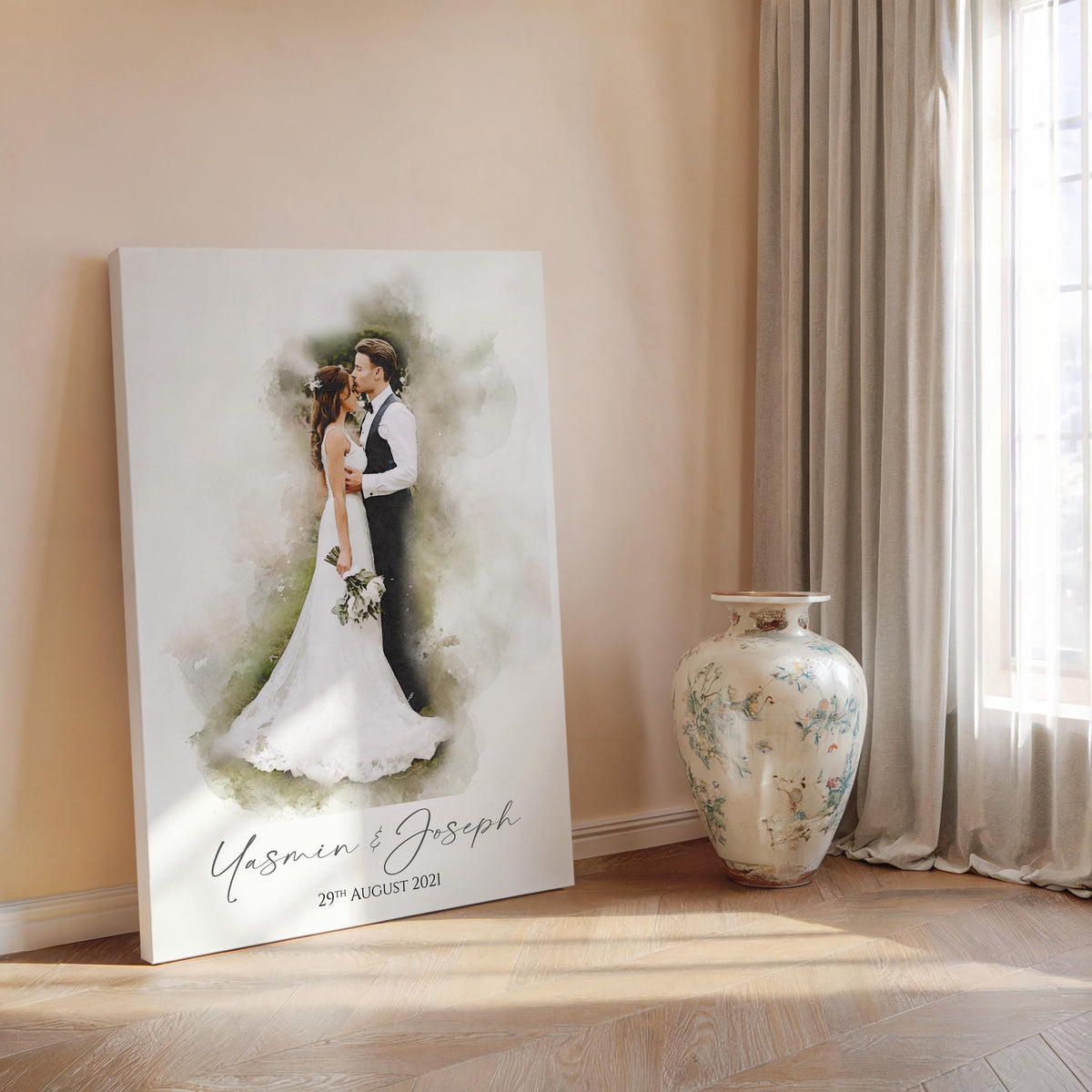Personalised Watercolour style Wedding Portrait - Wedding Gift - Anniversary Gift -Mr Mrs - Happy couple - Digital Art - Venue Watercolor NQ Media Designs
