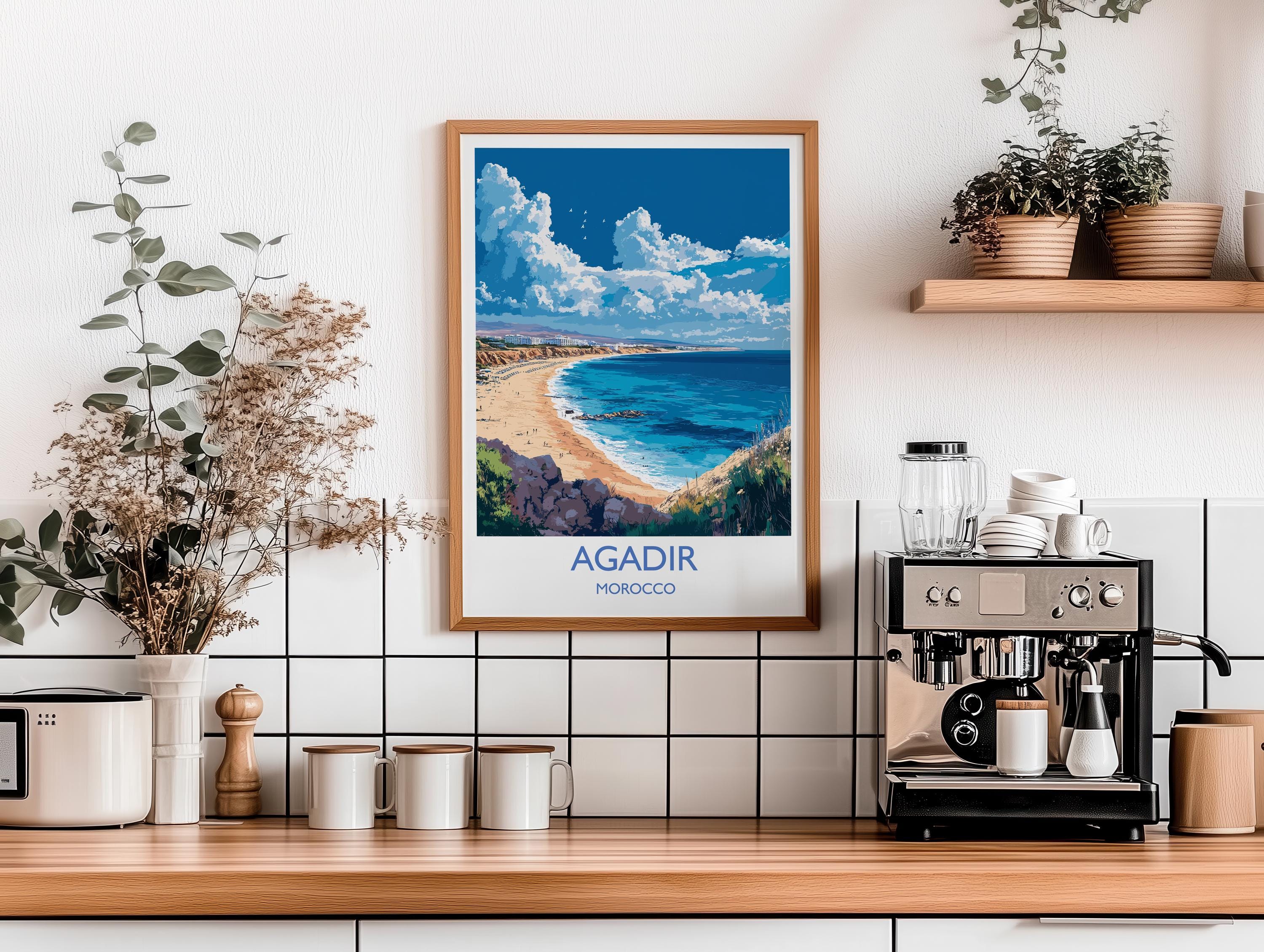 Agadir Travel Print Wall Art, Travel Poster of Agadir, Agadir Art Lovers Gift, Morocco Wall Art NQ Media Designs