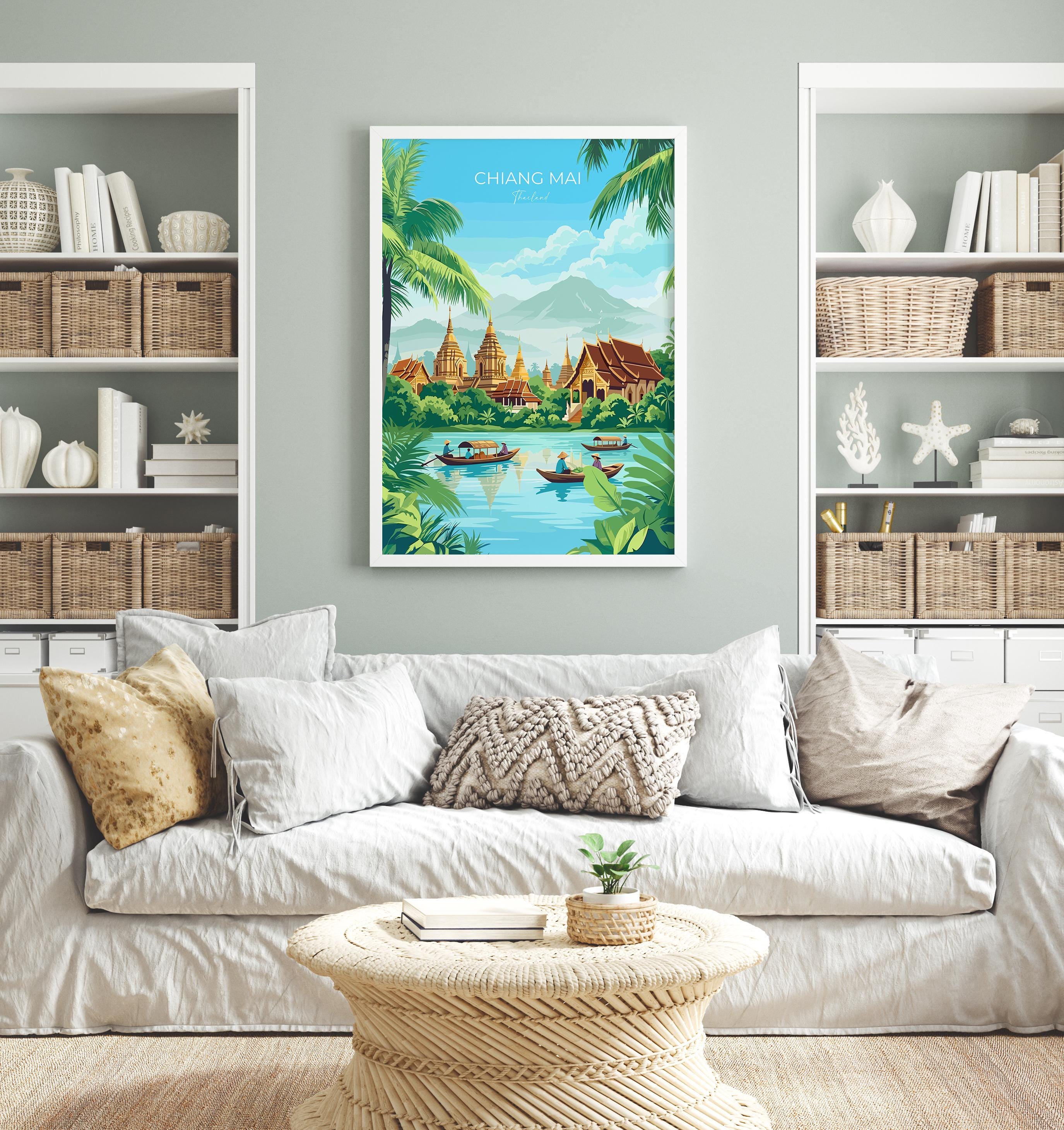 Chiang Mai Travel Poster, Travel Print of Chiang Mai, Thailand, Chiang Mai Art Lovers Gift, Wall Art Print
