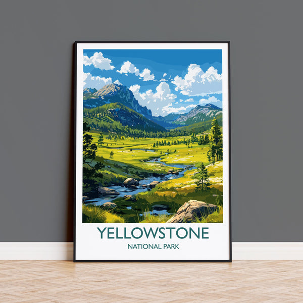 Yellowstone National Park Travel Poster Wall Art, Travel Print of Yellowstone, National Park Art Lovers Gift, Wyoming, USA, Wall Art Gift