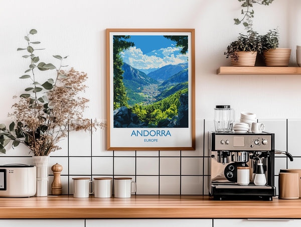 Andorra Travel Poster, Travel Print of Andorra, Europe, Andorra Wall Art Gift, Pyrenees Mountains Wall Decor Gift