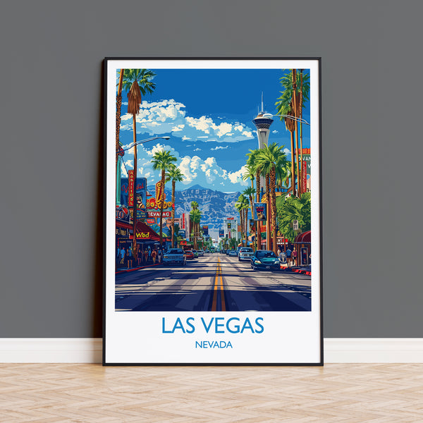 a poster of las vegas on a wall