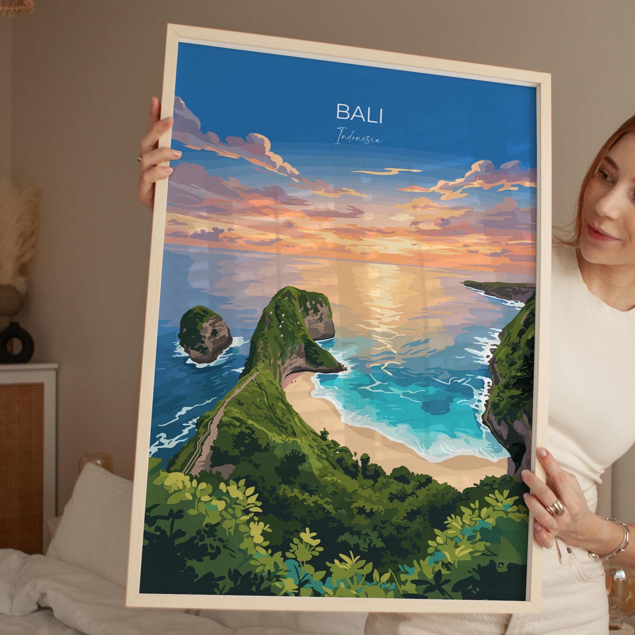 Bali Travel Print, Travel Poster of Bali, Kelingking Beach, Indonesia, Bali Travel Wall Art Gift NQ Media Designs