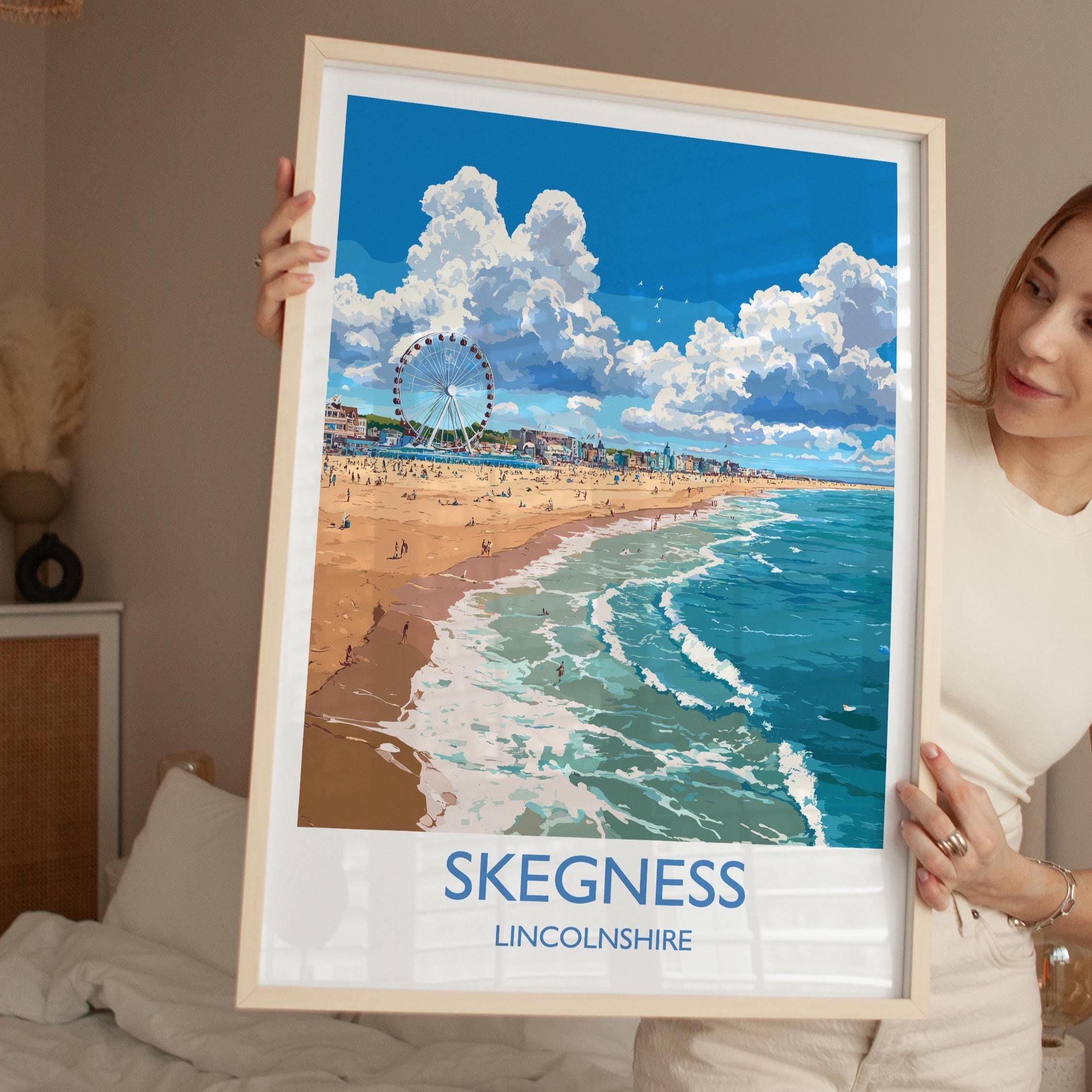 Skegness Travel Poster Wall Art, Travel Print of Skegness, England, Lincolnshire Seaside Art Lovers Gift, Travel Art Gift NQ Media Designs