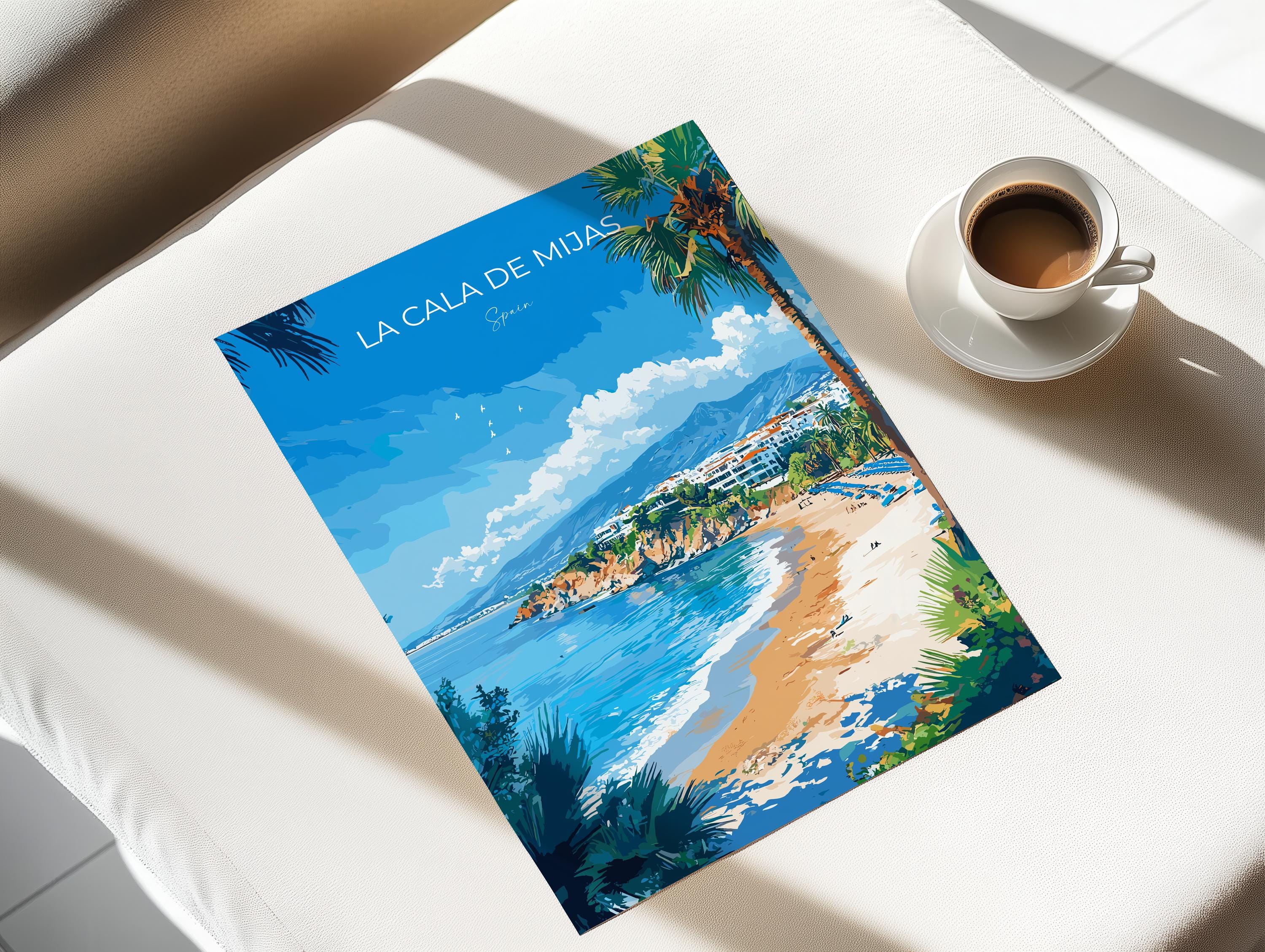La Cala de Mijas Travel Print, Travel Poster of La Cala de Mijas, Spain, Malaga Gift, Spain Gift Art, Wall Art Print NQ Media Designs