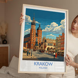 Krakow Poland Print, St Mary’s Basilica Wall Art with Border, Main Market Square Poster, Polish Travel Print, Krakow Gift