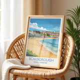 Scarborough Beach Travel Print, Travel Poster of Scarborough, North Yorkshire Gift, England, Scarborough Gift, Wall Art Print NQ Media Designs