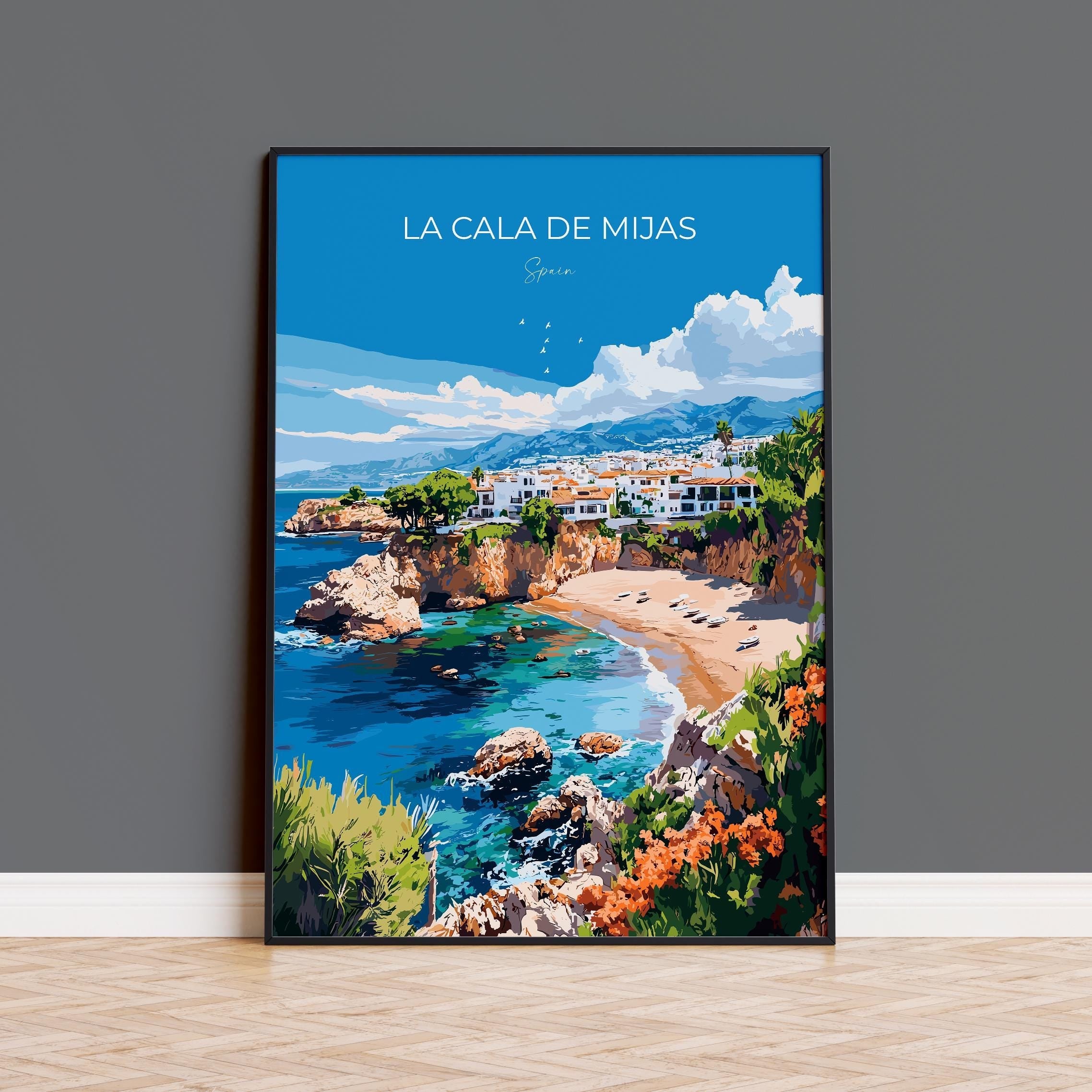 La Cala de Mijas Travel Print, Travel Poster of La Cala de Mijas, Spain, Malaga Gift, Spain Gift Art, Wall Art Print NQ Media Designs