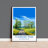 Thoresby Park Travel Poster Wall Art, Travel Print of Thoresby Park, Thoresby Hall, Nottinghamshire, England, English Countryside Art Gift NQ Media Designs
