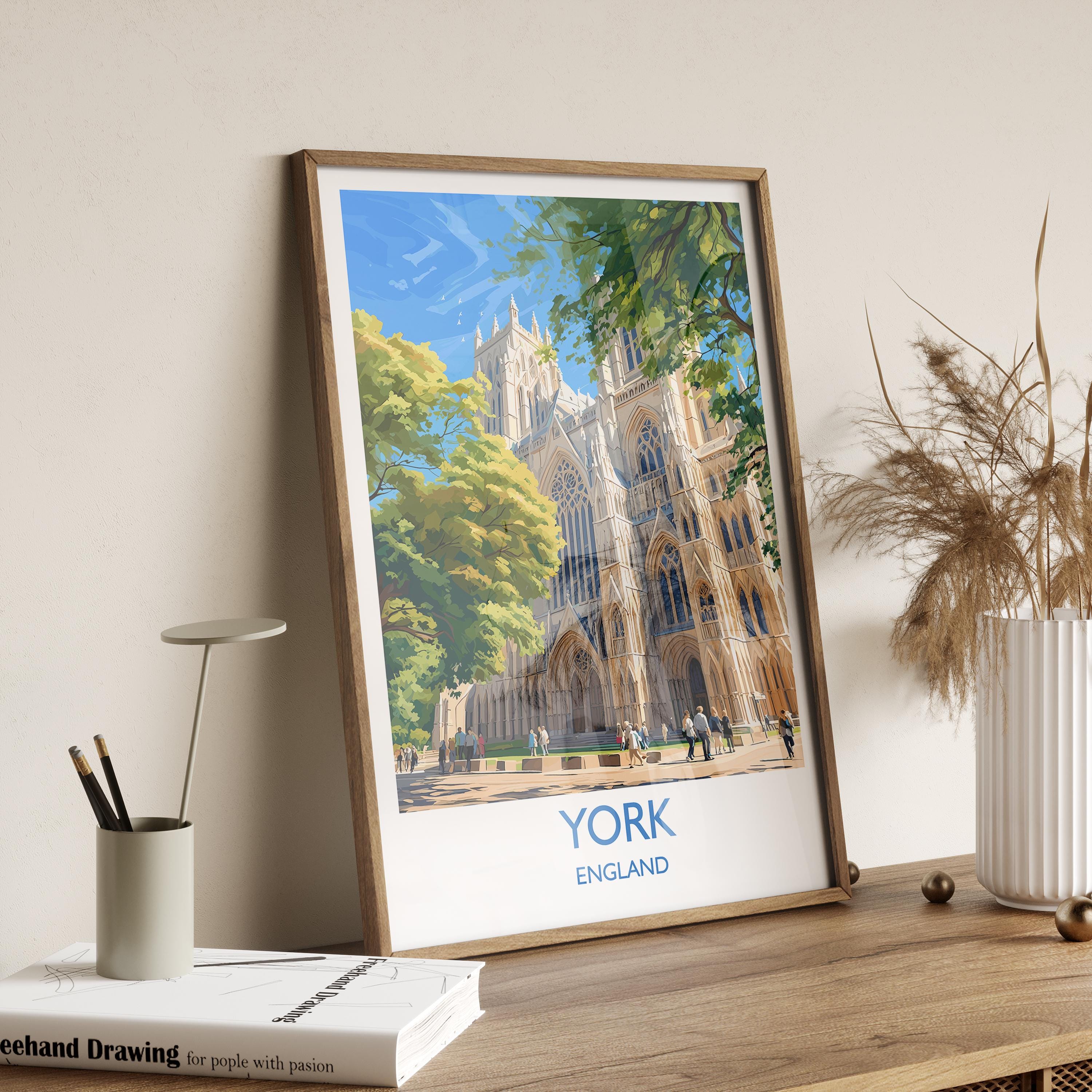 York Travel Poster Wall Art, City of York Travel Print, English Cities Art Gift, Wall Art Print NQ Media Designs