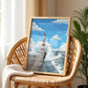 Roker Lighthouse Travel Poster Wall Art, Travel Print of Roker Pier Lighthouse, Sunderland, Northern England, Tyne & Wear Art Gift