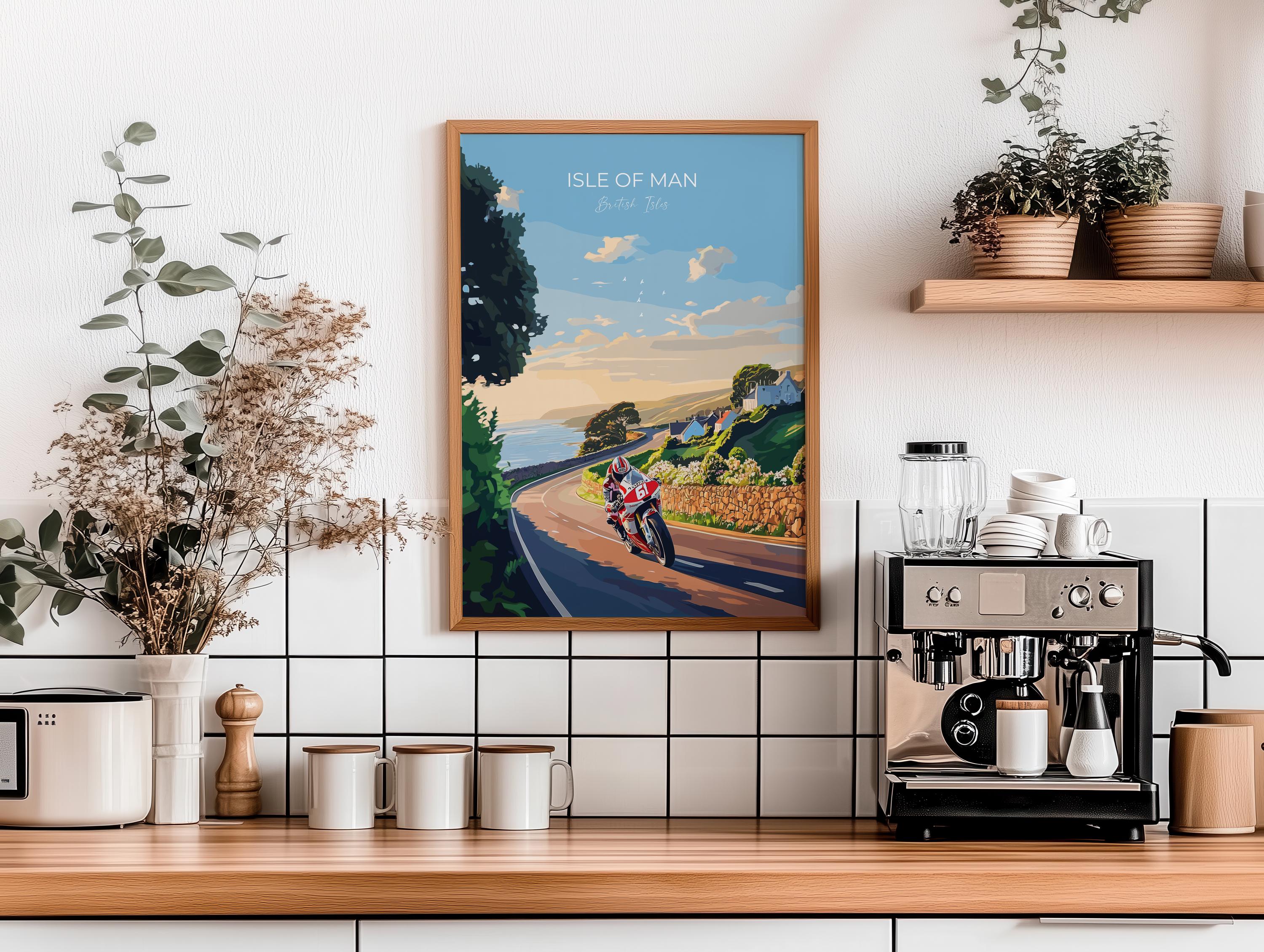 Isle of Man Print Motorbike Wall Art, Travel Poster of Isle of Man, Motorbike TT Racing Art, Isle of Man Art Gift,British Isles Wall Art NQ Media Designs