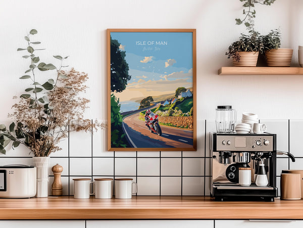 Isle of Man Print Motorbike Wall Art, Travel Poster of Isle of Man, Motorbike TT Racing Art, Isle of Man Art Gift,British Isles Wall Art