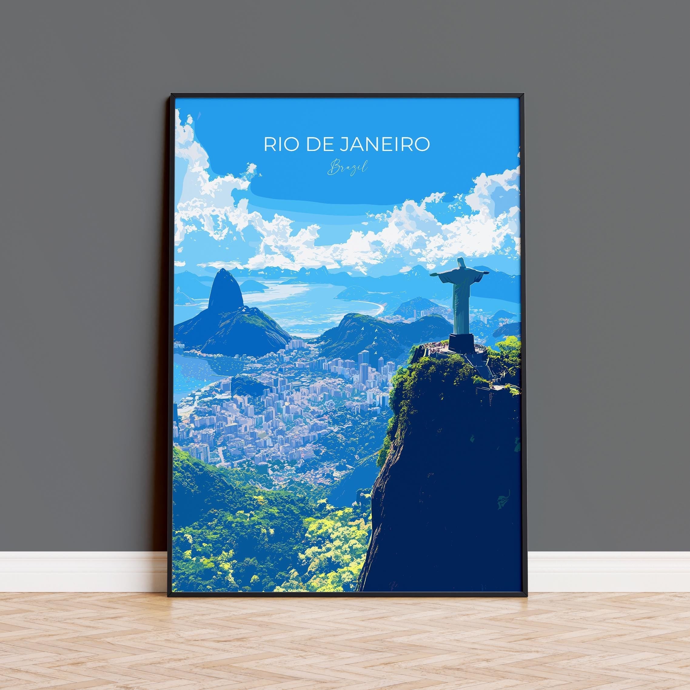 Rio De Janeiro Travel Poster, Travel Print of Rio De Janeiro , Brazil City Poster, Rio De JaneiroWall Art Lovers Gift, Brazil Art Gift NQ Media Designs