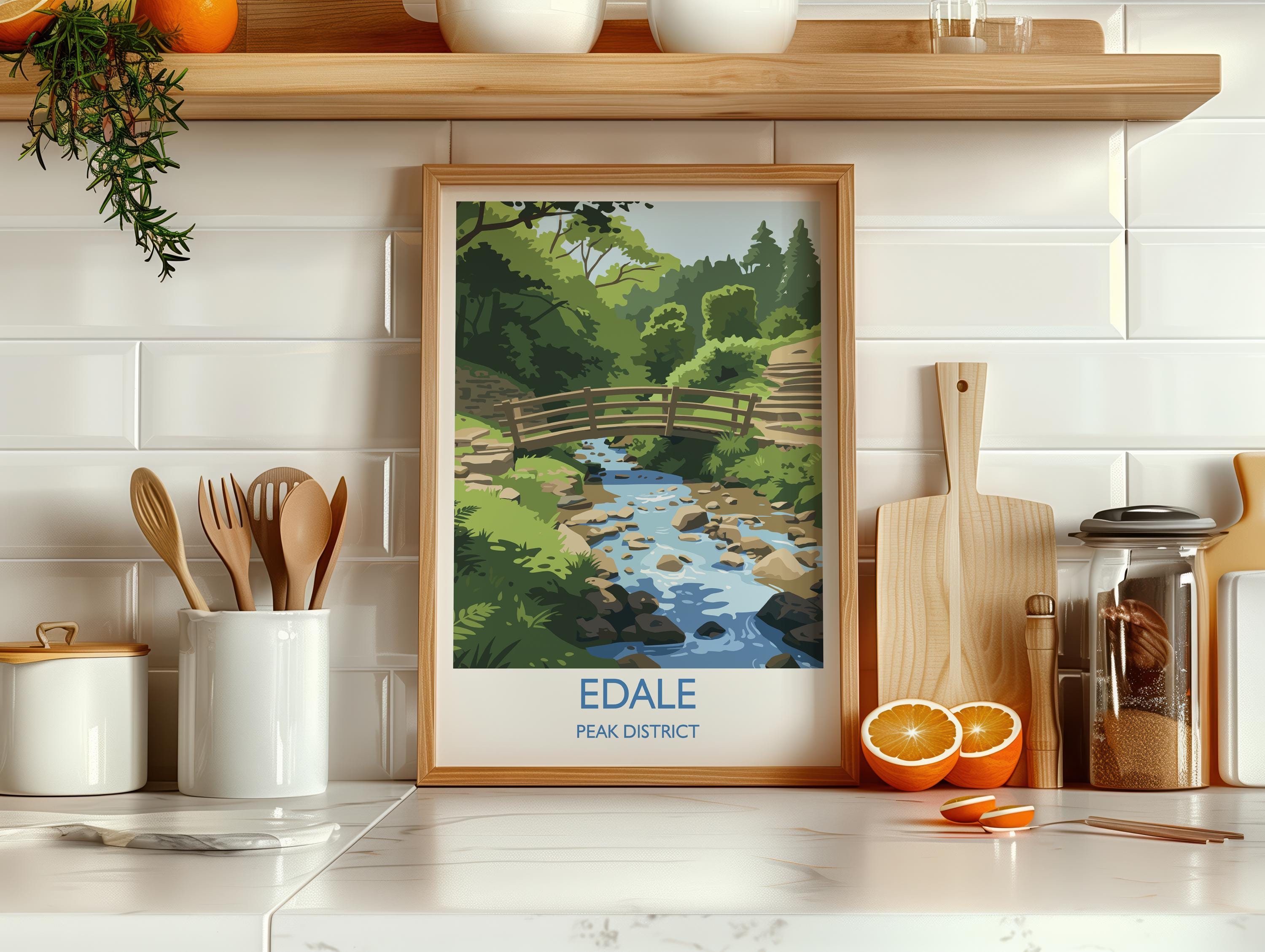 Edale Village, Peak District Travel Print Wall Art, Travel Poster of Peak District Art Lovers Gift, English Countryside NQ Media Designs
