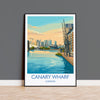Canary Wharf London Travel Poster, Royal Victoria Dock Wall Art, London Skyline Print, O2 & Cable Car, East London Travel Poster