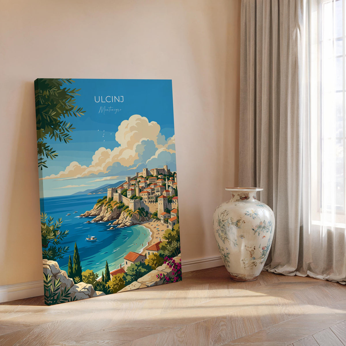 Ulcinj Montenegro Poster, Old Town Wall Art, Adriatic Coast Print, Balkans Travel Poster, Ulcinj Gift