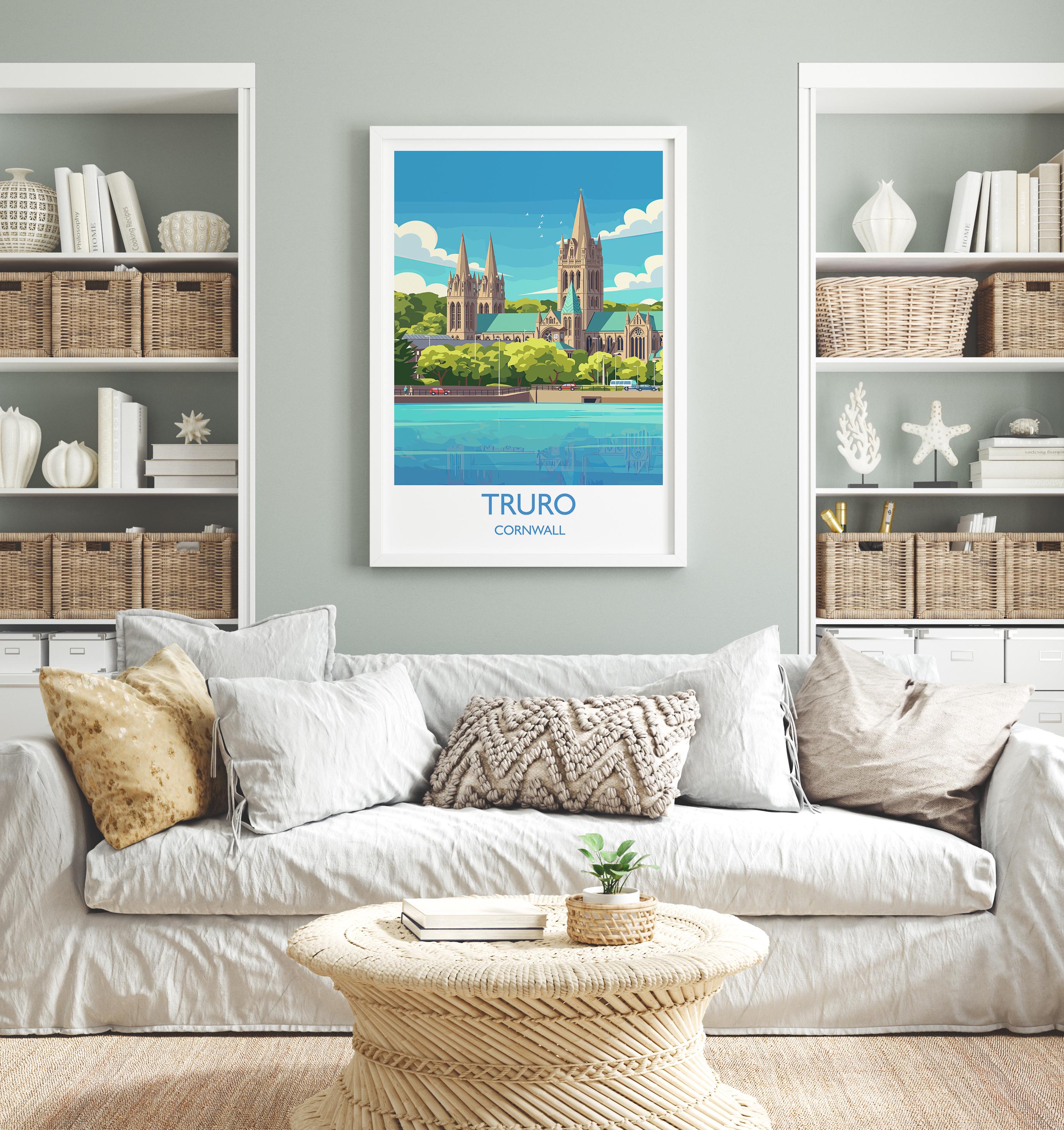 Truro Travel Print, Travel Poster of Truro, England, Cornwall Art, Truro Cathedral Art Lovers Gift, Wall Art Print NQ Media Designs