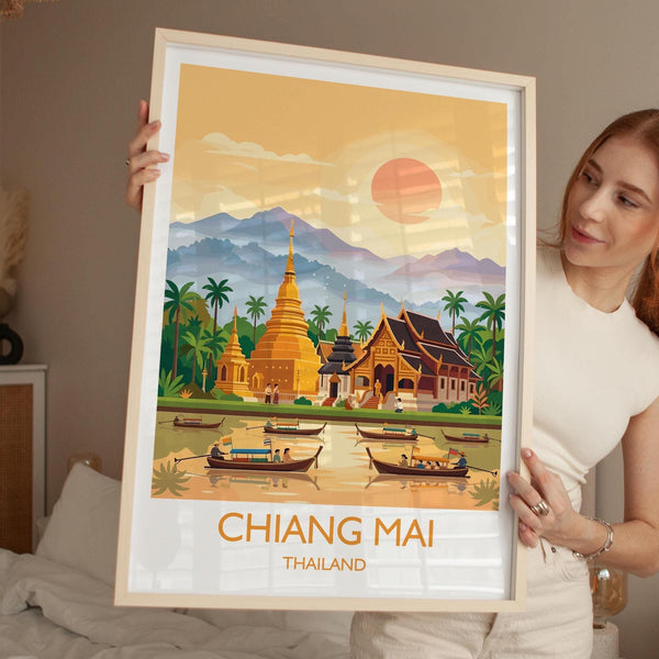 Chiang Mai Travel Print, Travel Poster of Chiang Mai, Thailand, Chiang Mai Art Lovers Gift, Wall Art Print