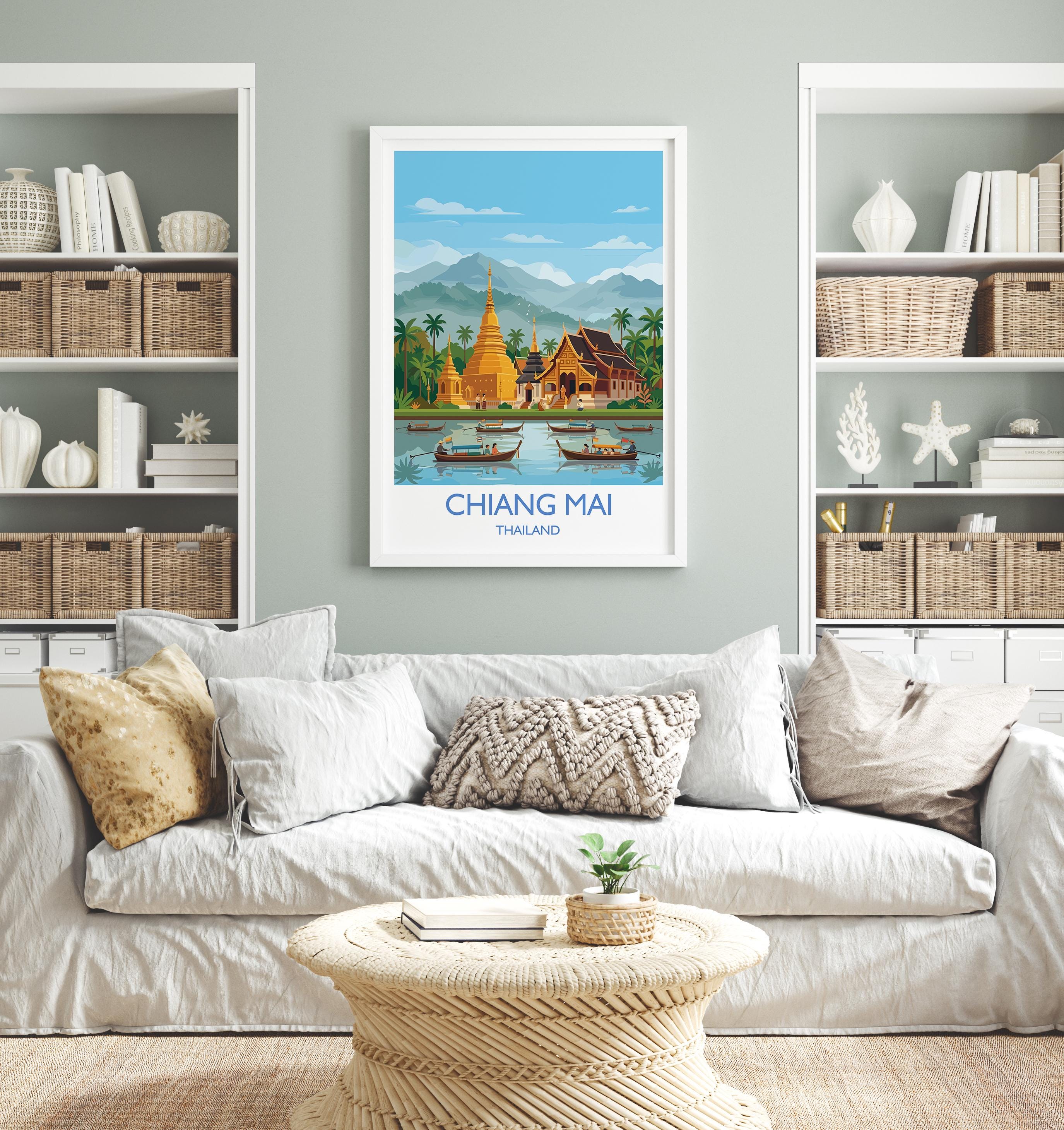 Chiang Mai Travel Print, Travel Poster of Chiang Mai, Thailand, Chiang Mai Art Lovers Gift, Wall Art Print NQ Media Designs