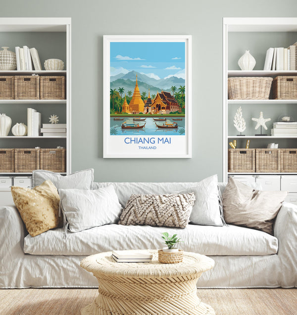 Chiang Mai Travel Print, Travel Poster of Chiang Mai, Thailand, Chiang Mai Art Lovers Gift, Wall Art Print
