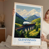 Glenfinnan Viaduct Travel Print Wall Art, Scottish Highlands Art, Railway Bridge Poster, Scotland Landscape, Steam Train Decor Artwork NQ Media Designs